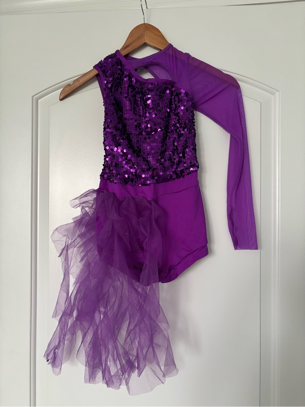 Weissman "Walking on a Dream" Purple Sequin Dance Costume Biketard - Size MC